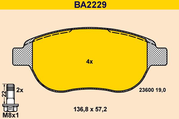 Barum BA2229 - Гальмівні колодки, дискові гальма avtolavka.club