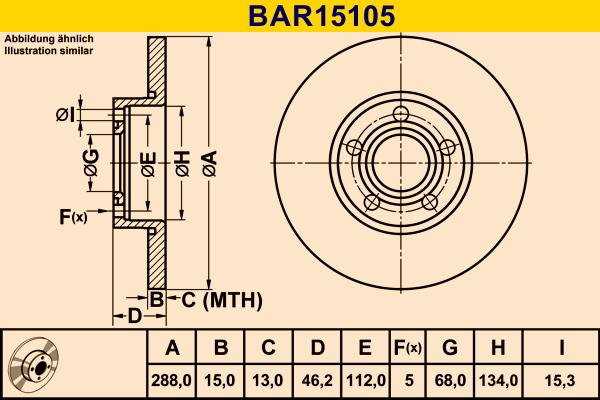 Barum BAR15105 - Гальмівний диск avtolavka.club