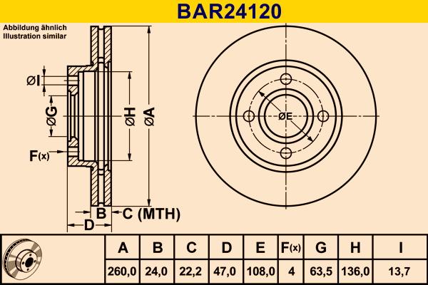 Barum BAR24120 - Гальмівний диск avtolavka.club