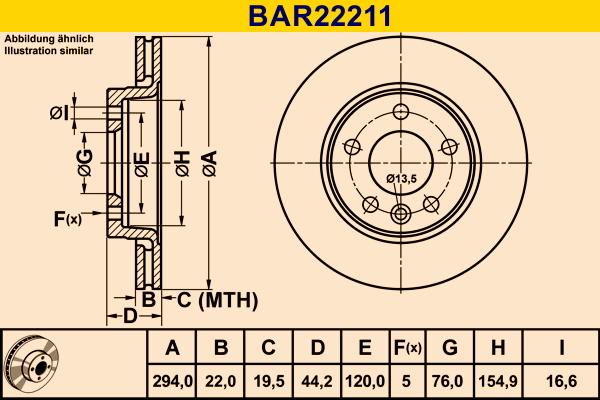 Barum BAR22211 - Гальмівний диск avtolavka.club