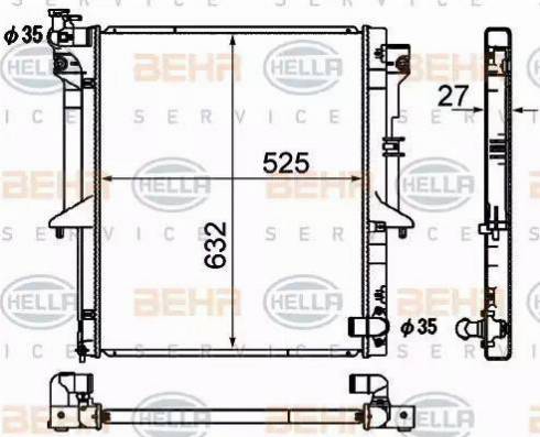 BEHR HELLA Service 8MK 376 790-331 - Радіатор, охолодження двигуна avtolavka.club