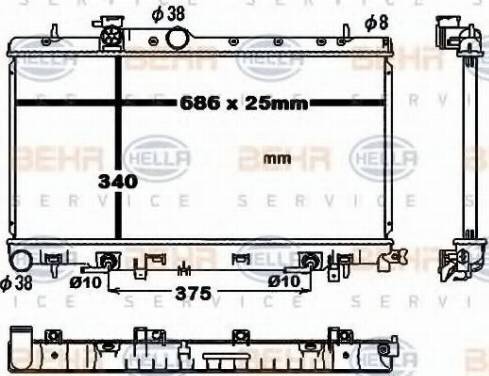 BEHR HELLA Service 8MK 376 792-381 - Радіатор, охолодження двигуна avtolavka.club