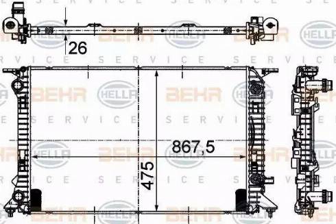 BEHR HELLA Service 8MK 376 745-634 - Радіатор, охолодження двигуна avtolavka.club