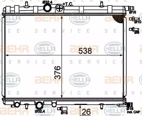 BEHR HELLA Service 8MK 376 718-054 - Радіатор, охолодження двигуна avtolavka.club