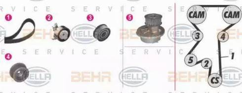 BEHR HELLA Service 8MP 376 809-841 - Водяний насос + комплект зубчатого ременя avtolavka.club