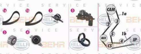 BEHR HELLA Service 8MP 376 805-821 - Водяний насос + комплект зубчатого ременя avtolavka.club