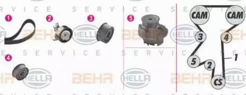 BEHR HELLA Service 8MP 376 806-841 - Водяний насос + комплект зубчатого ременя avtolavka.club