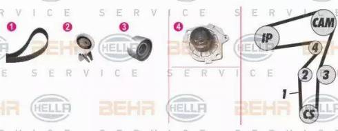 BEHR HELLA Service 8MP 376 806-881 - Водяний насос + комплект зубчатого ременя avtolavka.club