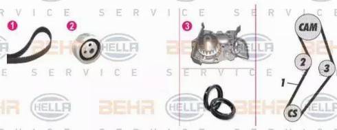 BEHR HELLA Service 8MP 376 801-881 - Водяний насос + комплект зубчатого ременя avtolavka.club