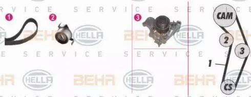 BEHR HELLA Service 8MP 376 808-891 - Водяний насос + комплект зубчатого ременя avtolavka.club