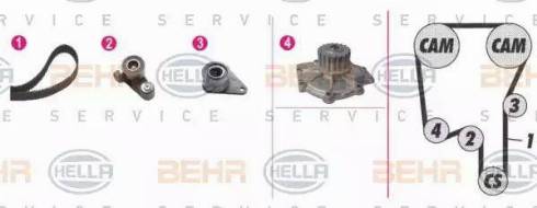 BEHR HELLA Service 8MP 376 808-861 - Водяний насос + комплект зубчатого ременя avtolavka.club