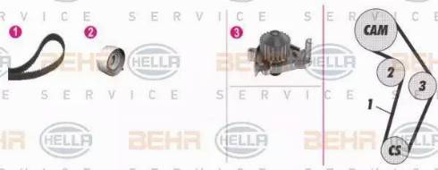 BEHR HELLA Service 8MP 376 808-831 - Водяний насос + комплект зубчатого ременя avtolavka.club