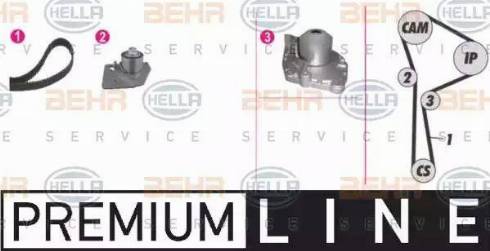 BEHR HELLA Service 8MP 376 802-821 - Водяний насос + комплект зубчатого ременя avtolavka.club