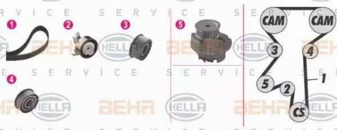 BEHR HELLA Service 8MP 376 807-831 - Водяний насос + комплект зубчатого ременя avtolavka.club