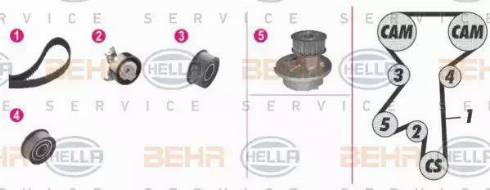 BEHR HELLA Service 8MP 376 807-821 - Водяний насос + комплект зубчатого ременя avtolavka.club