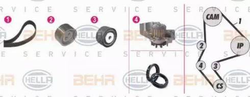 BEHR HELLA Service 8MP 376 814-881 - Водяний насос + комплект зубчатого ременя avtolavka.club