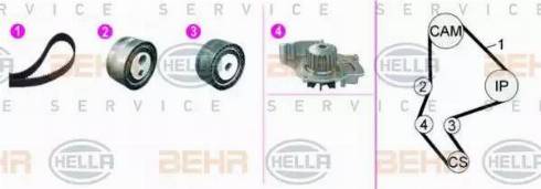 BEHR HELLA Service 8MP 376 816-801 - Водяний насос + комплект зубчатого ременя avtolavka.club