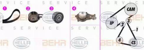 BEHR HELLA Service 8MP 376 816-871 - Водяний насос + комплект зубчатого ременя avtolavka.club