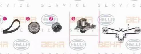 BEHR HELLA Service 8MP 376 810-811 - Водяний насос + комплект зубчатого ременя avtolavka.club