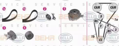 BEHR HELLA Service 8MP 376 813-801 - Водяний насос + комплект зубчатого ременя avtolavka.club