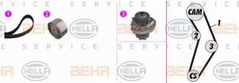 BEHR HELLA Service 8MP 376 813-881 - Водяний насос + комплект зубчатого ременя avtolavka.club