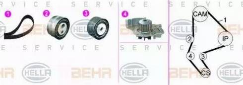 BEHR HELLA Service 8MP 376 817-811 - Водяний насос + комплект зубчатого ременя avtolavka.club