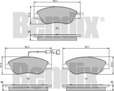 BENDIX 510411 - Гальмівні колодки, дискові гальма avtolavka.club