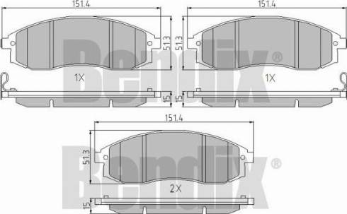 BENDIX 510552 - Гальмівні колодки, дискові гальма avtolavka.club