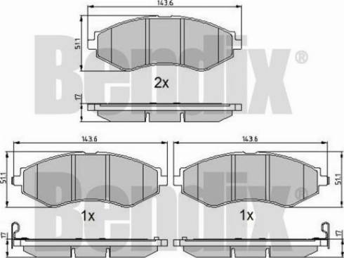 BENDIX 510523 - Гальмівні колодки, дискові гальма avtolavka.club