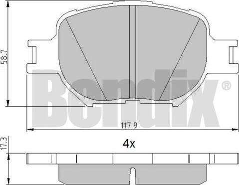 BENDIX 510845 - Гальмівні колодки, дискові гальма avtolavka.club