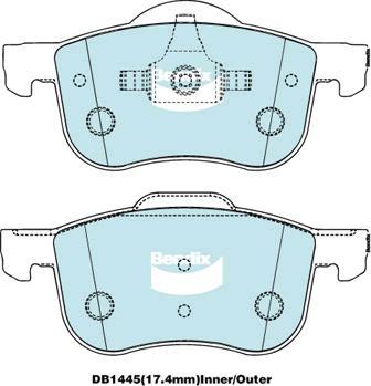 Bendix-AU DB1445 HD - Гальмівні колодки, дискові гальма avtolavka.club