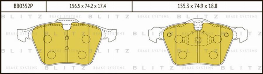 Blitz BB0352P - Гальмівні колодки, дискові гальма avtolavka.club