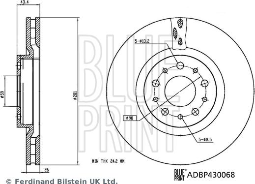 Blue Print ADBP430068 - Гальмівний диск avtolavka.club