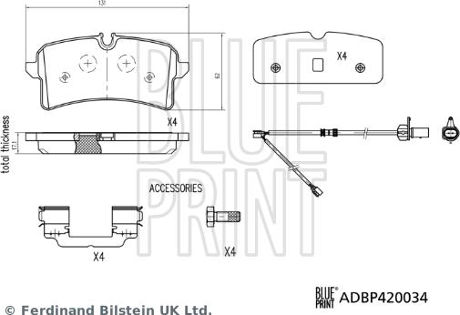 Blue Print ADBP420034 - Гальмівні колодки, дискові гальма avtolavka.club