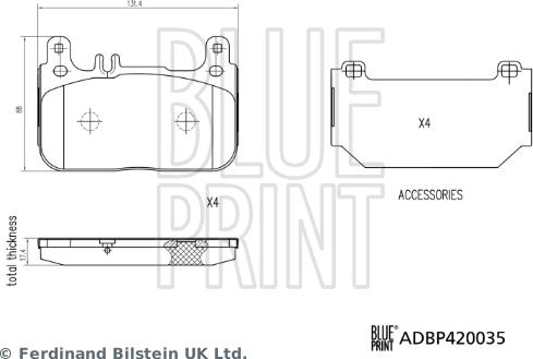 Blue Print ADBP420035 - Гальмівні колодки, дискові гальма avtolavka.club