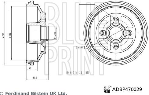 Blue Print ADBP470029 - Гальмівний барабан avtolavka.club