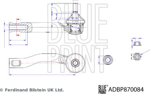 Blue Print ADBP870084 - Наконечник рульової тяги, кульовий шарнір avtolavka.club