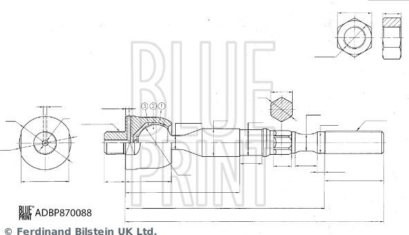 Blue Print ADBP870088 - Осьовий шарнір, рульова тяга avtolavka.club