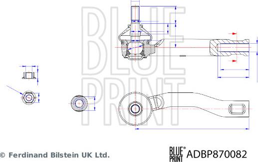 Blue Print ADBP870082 - Наконечник рульової тяги, кульовий шарнір avtolavka.club