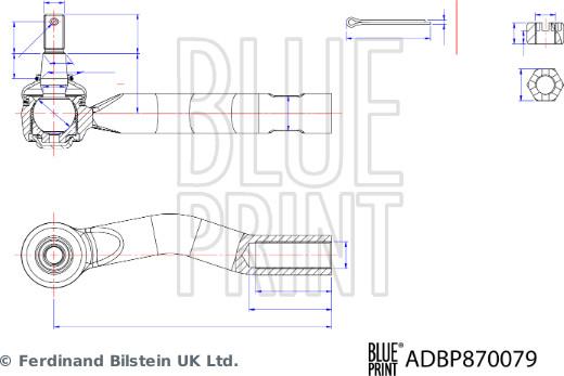 Blue Print ADBP870079 - Наконечник рульової тяги, кульовий шарнір avtolavka.club