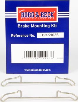 Borg & Beck BBK1036 - Комплектуючі, колодки дискового гальма avtolavka.club