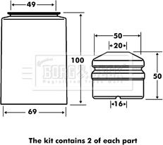 Borg & Beck BPK7028 - Пилозахисний комплект, амортизатор avtolavka.club