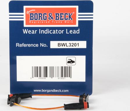 Borg & Beck BWL3201 - Сигналізатор, знос гальмівних колодок avtolavka.club