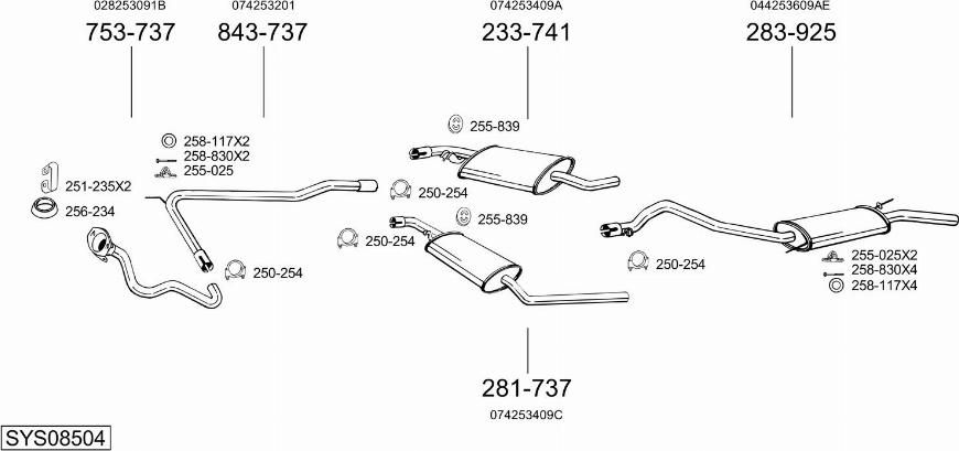 Bosal SYS08504 - Система випуску ОГ avtolavka.club