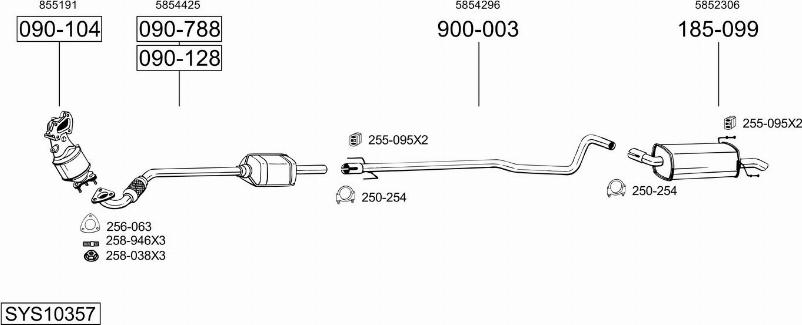 Bosal SYS10357 - Система випуску ОГ avtolavka.club