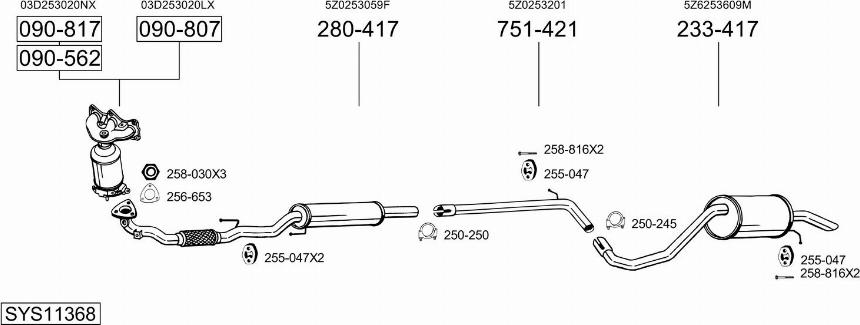 Bosal SYS11368 - Система випуску ОГ avtolavka.club