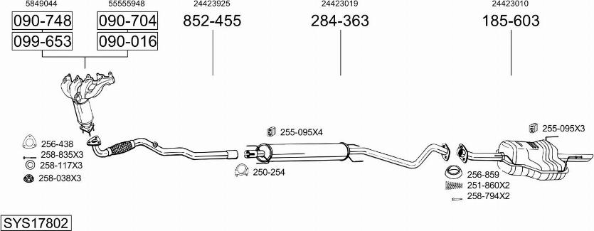 Bosal SYS17802 - Система випуску ОГ avtolavka.club