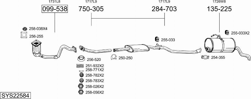 Bosal SYS22584 - Система випуску ОГ avtolavka.club