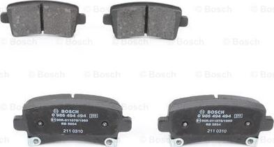 BOSCH 0 986 494 494 - Гальмівні колодки, дискові гальма avtolavka.club