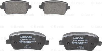 BOSCH 0 986 494 856 - Гальмівні колодки, дискові гальма avtolavka.club